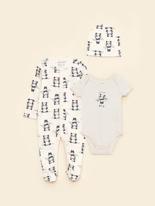 Crew Neck Printed Baby Boy 3-Piece Set