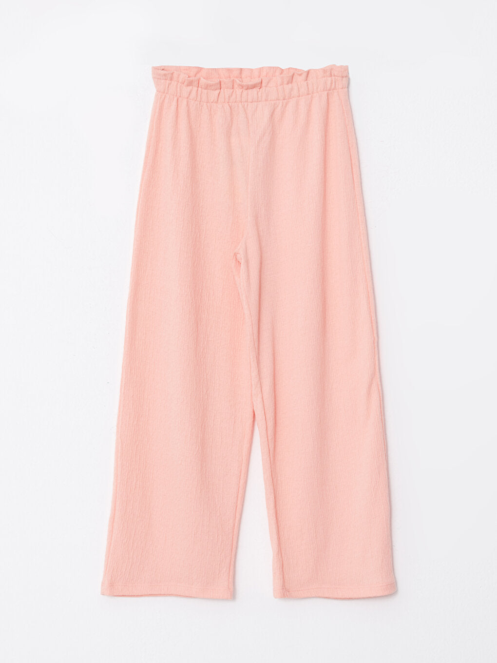 Basic Wide Leg Girls' Trousers with Elastic Waist