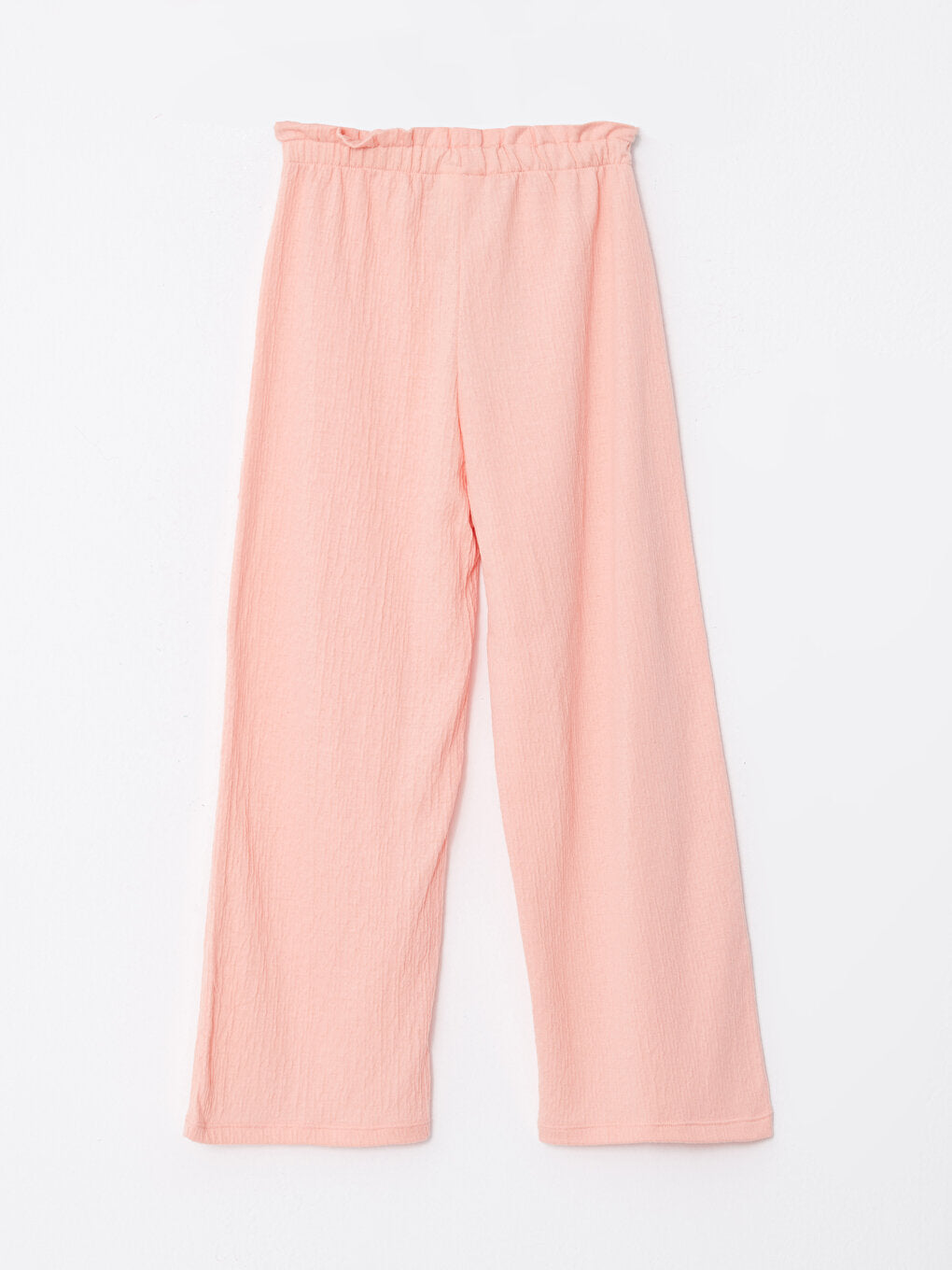 Basic Wide Leg Girls' Trousers with Elastic Waist