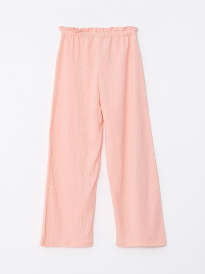 Basic Wide Leg Girls' Trousers with Elastic Waist