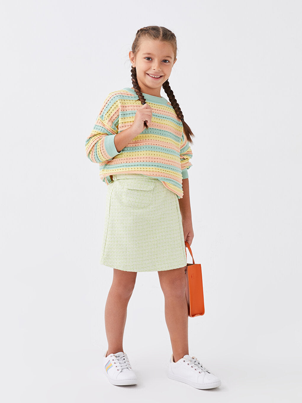 Patterned Girl's Skirt with Elastic Waist