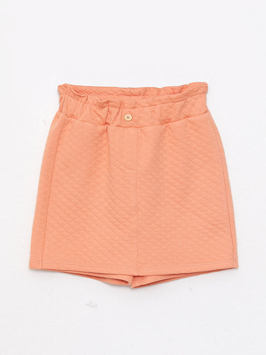 Quilted Patterned Girl's Shorts Skirt with Elastic Waist