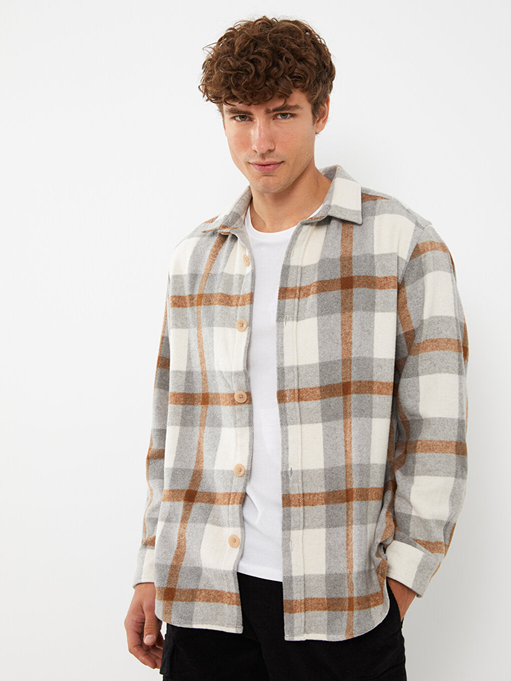 Comfortable Fit Long Sleeve Plaid Men's Lumberjack Shirt Jacket