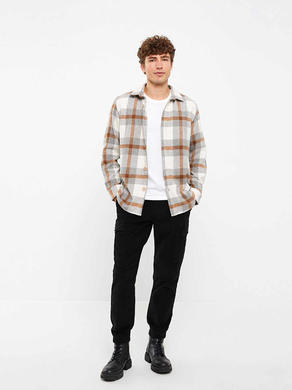 Comfortable Fit Long Sleeve Plaid Men's Lumberjack Shirt Jacket