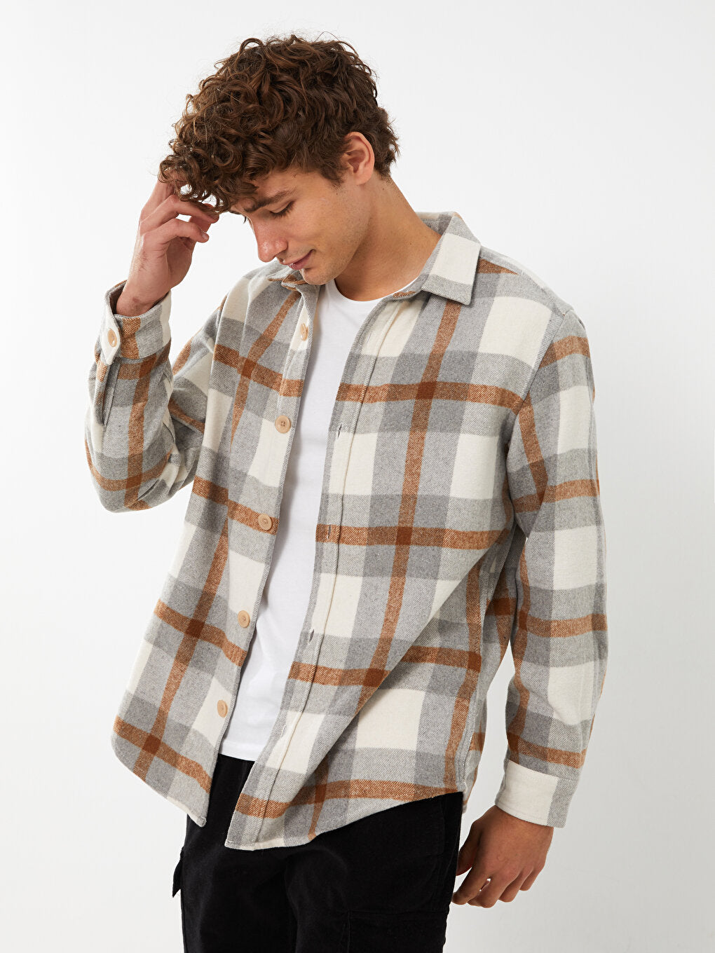 Comfortable Fit Long Sleeve Plaid Men's Lumberjack Shirt Jacket