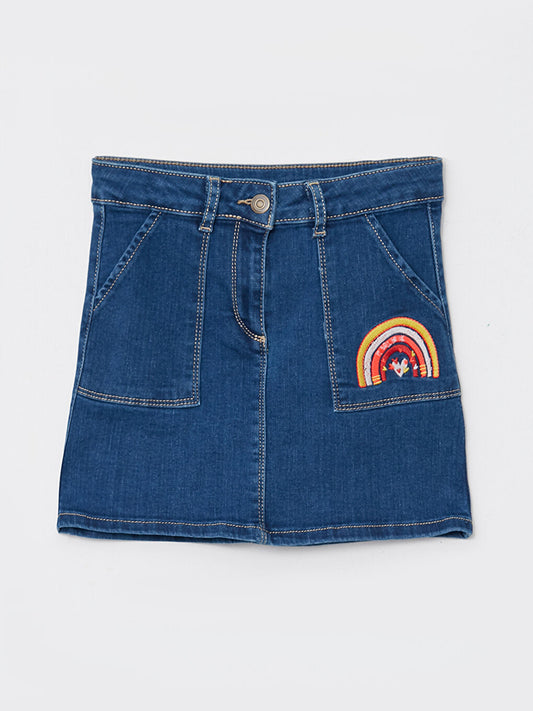 Embroidered Girl's Jean Skirt