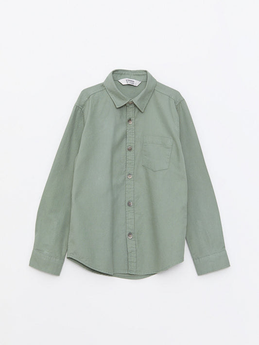 Basic Long Sleeve Gabardine Boy's Shirt