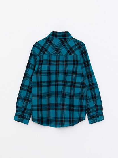 Plaid Long Sleeve Gabardine Boy's Shirt