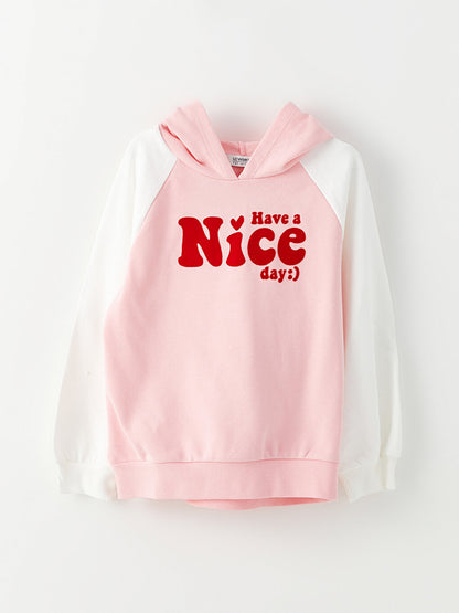 Hooded Printed Long Sleeve Girl's Sweatshirt