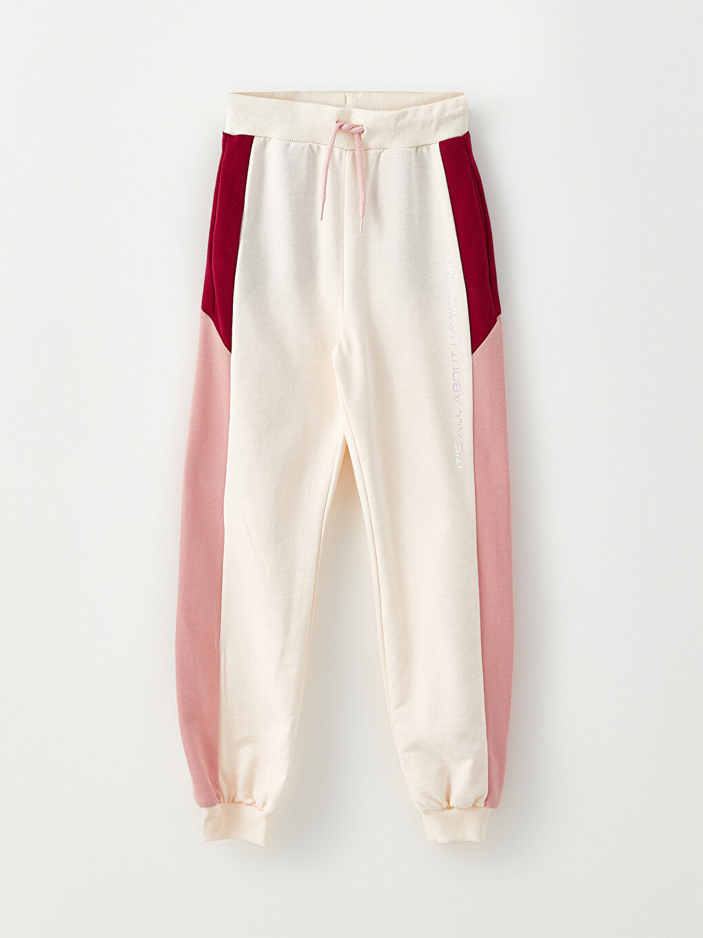 Color Blocked Girls' Jogger Sweatpants with Elastic Waist