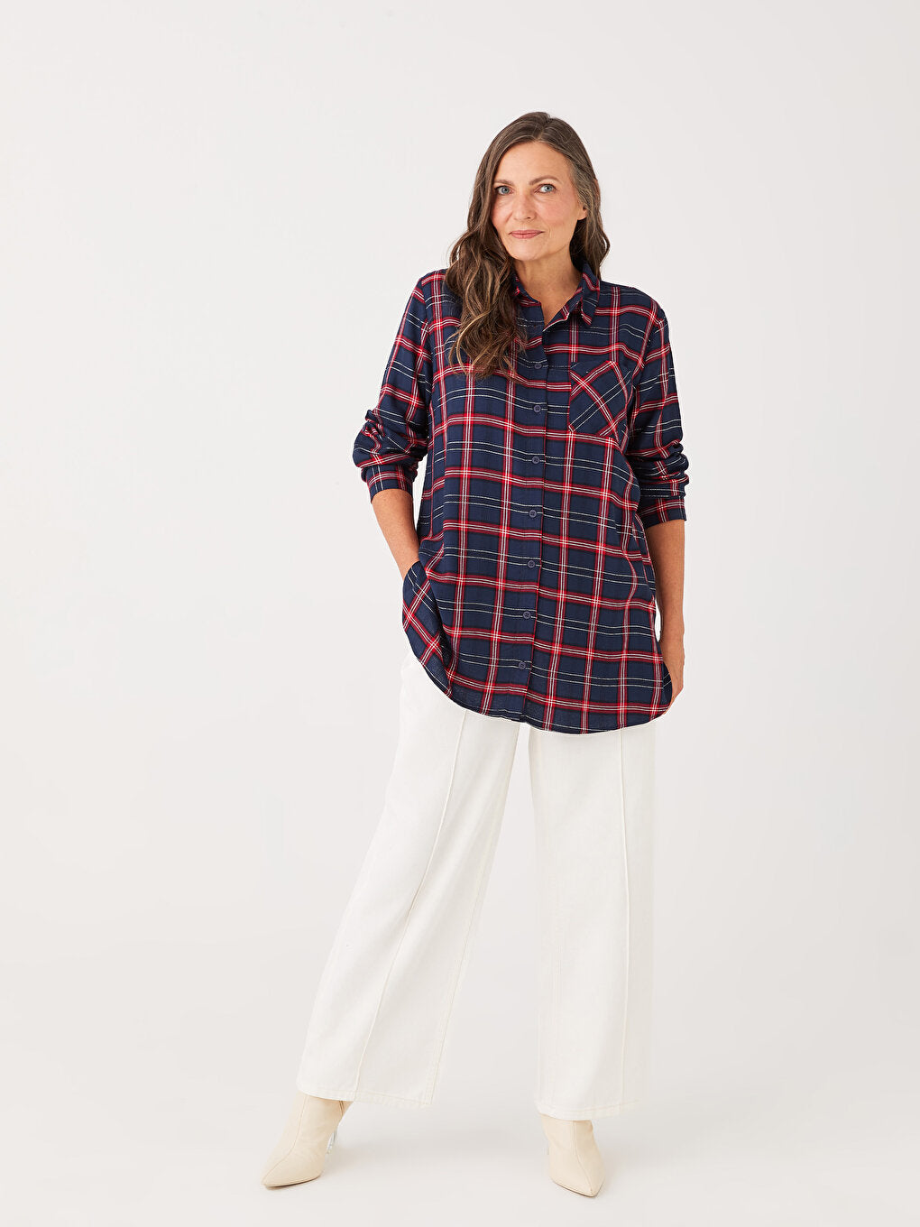 Plaid Long Sleeve Women's Shirt Tunic