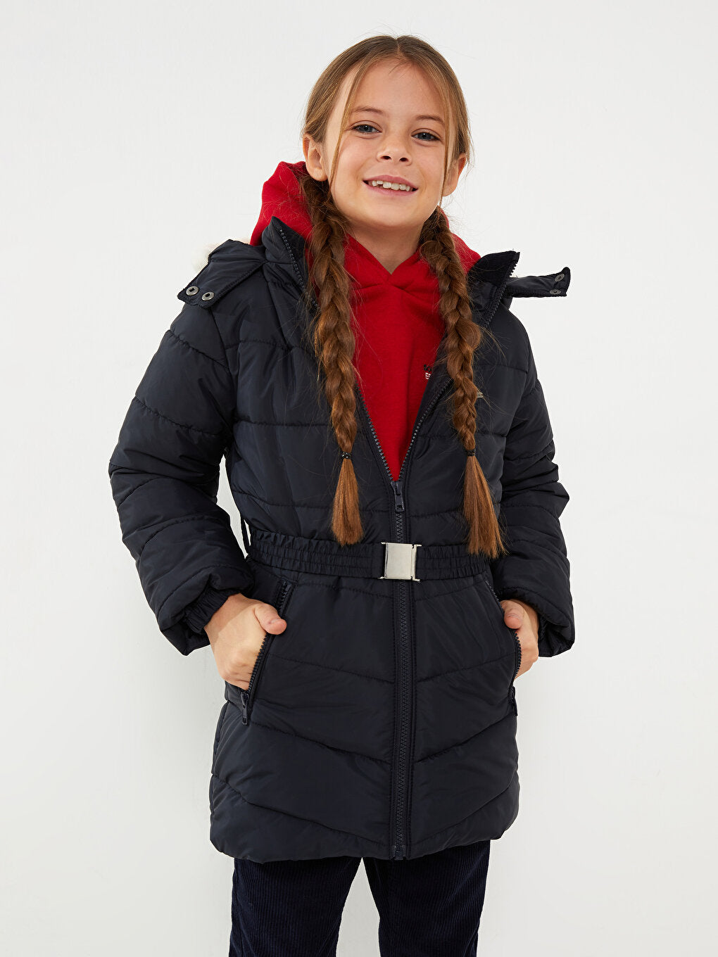 Hooded Basic Girl's Coat