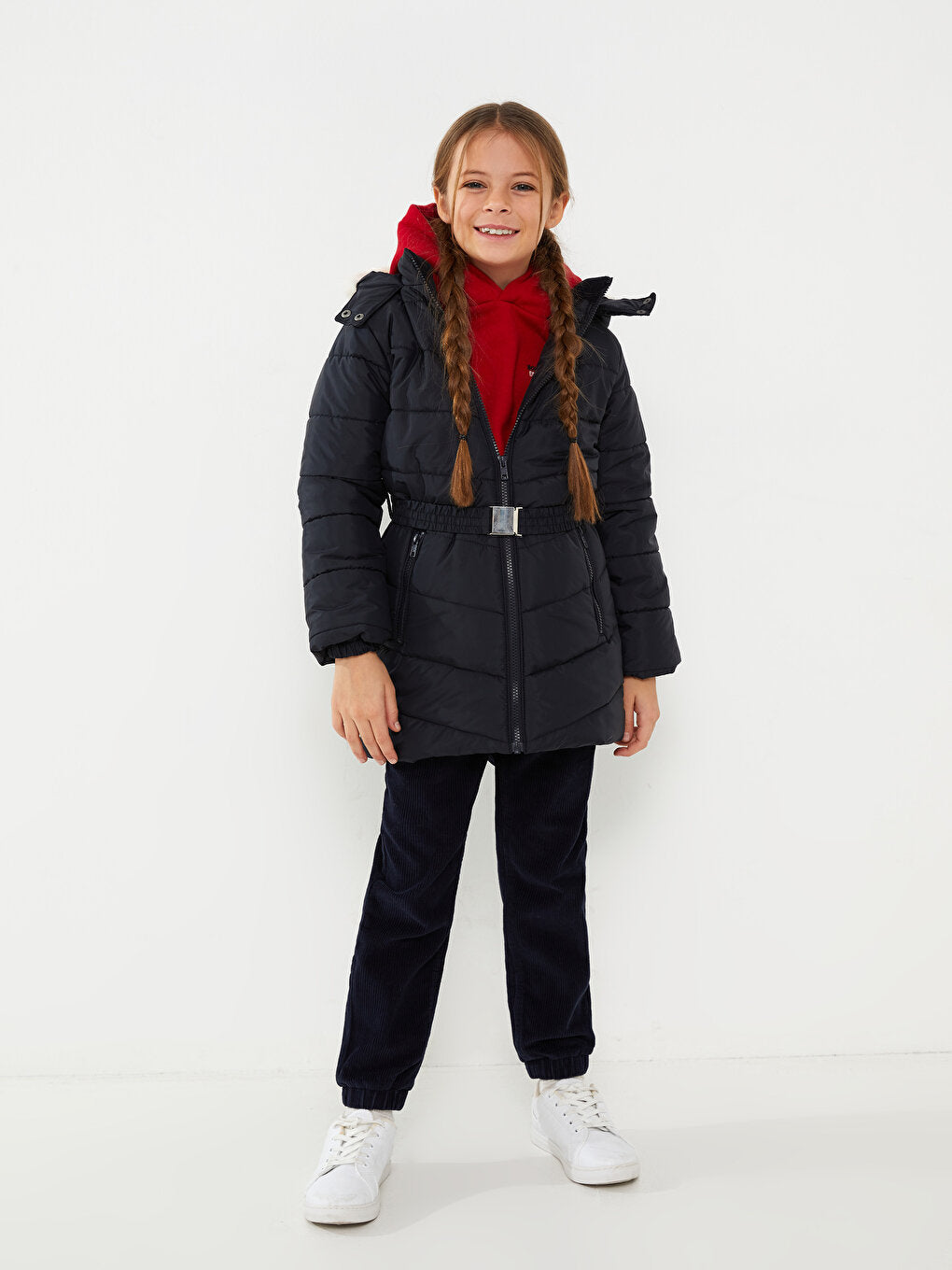 Hooded Basic Girl's Coat