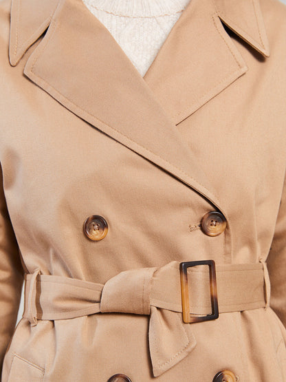 Jacket Collar Plain Long Sleeve Women's Trench Coat