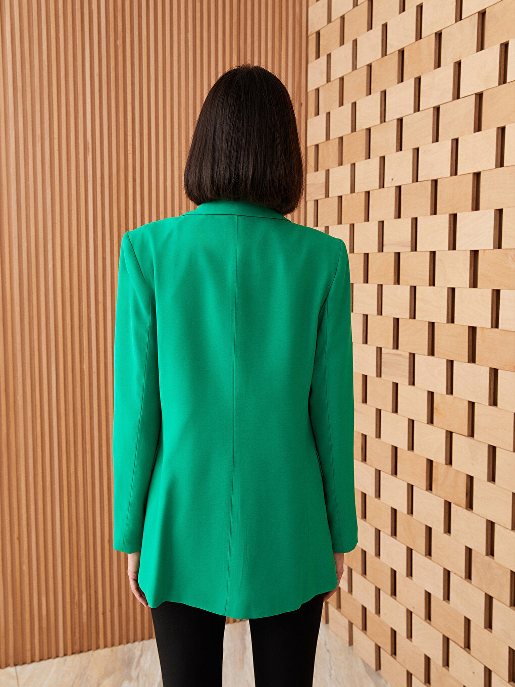 Plain Long Sleeve Gabardine Women's Blazer Jacket