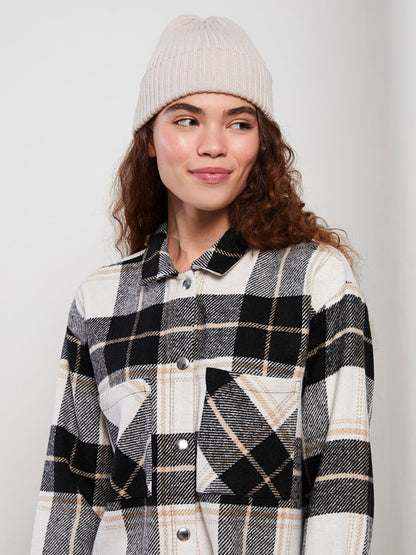 Plaid Long Sleeve Oversize Gabardine Women's Lumberjack Shirt Jacket