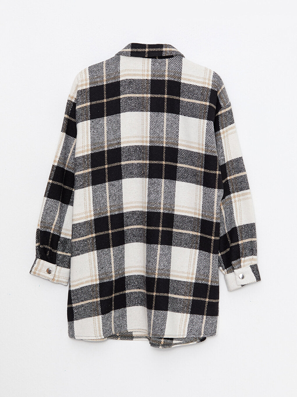 Plaid Long Sleeve Oversize Gabardine Women's Lumberjack Shirt Jacket