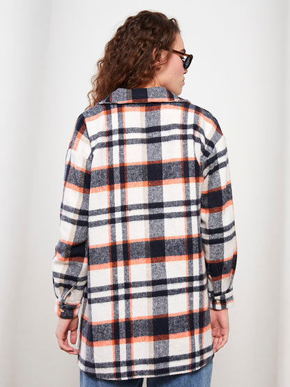 Plaid Long Sleeve Oversize Gabardine Women's Lumberjack Shirt Jacket