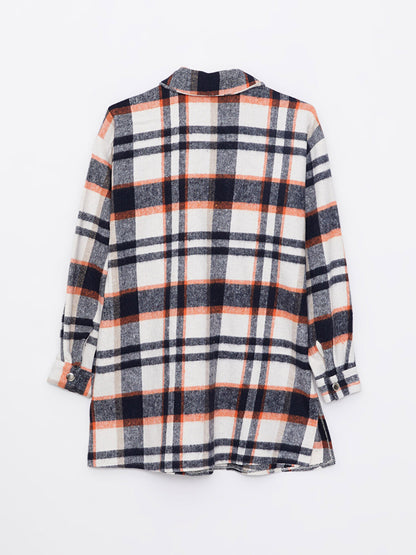 Plaid Long Sleeve Oversize Gabardine Women's Lumberjack Shirt Jacket