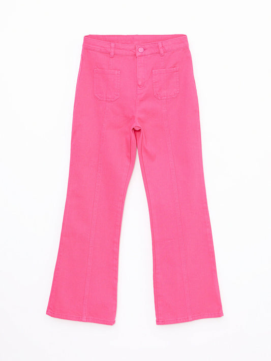 Basic Wide Leg Gabardine Girls' Trousers