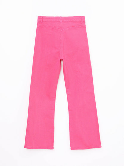 Basic Wide Leg Gabardine Girls' Trousers