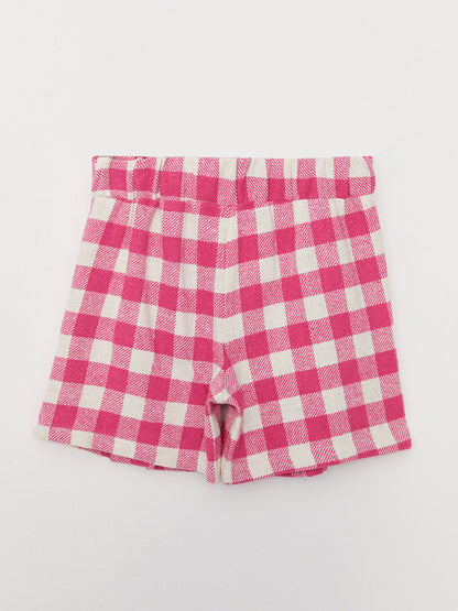 Plaid Girl's Shorts Skirt with Elastic Waist