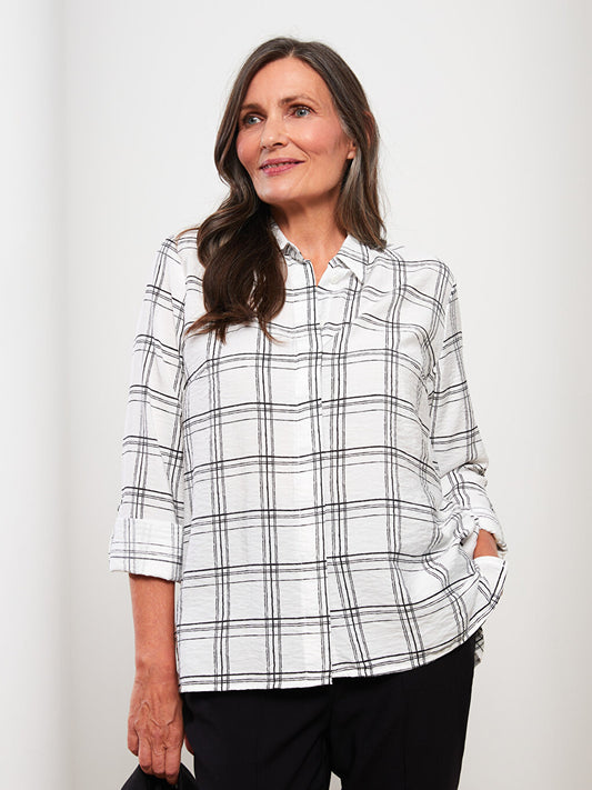 Plaid Long Sleeve Viscose Women's Shirt