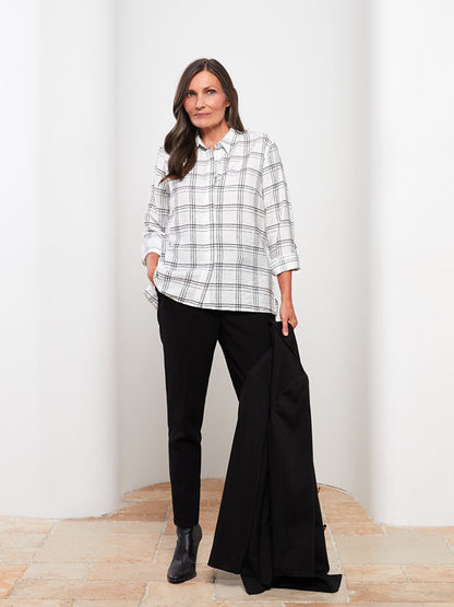 Plaid Long Sleeve Viscose Women's Shirt