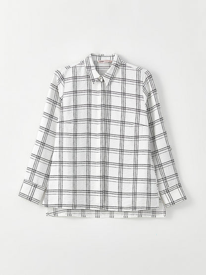 Plaid Long Sleeve Viscose Women's Shirt