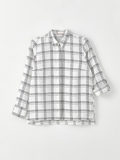 Plaid Long Sleeve Viscose Women's Shirt