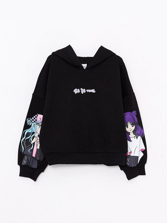 Hooded K-Pop Printed Long Sleeve Girl's Sweatshirt