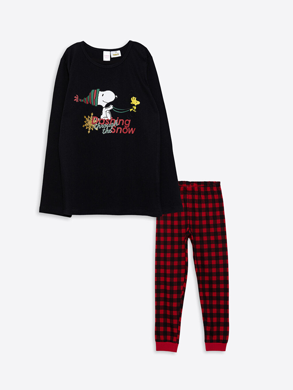 Crew Neck Snoopy Printed Long Sleeve Girl's Pajama Set