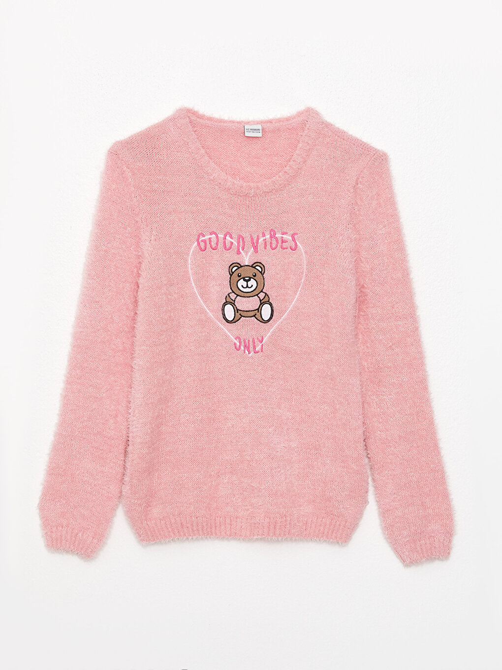 Crew Neck Long Sleeve Embroidered Knitwear Girl's Sweater