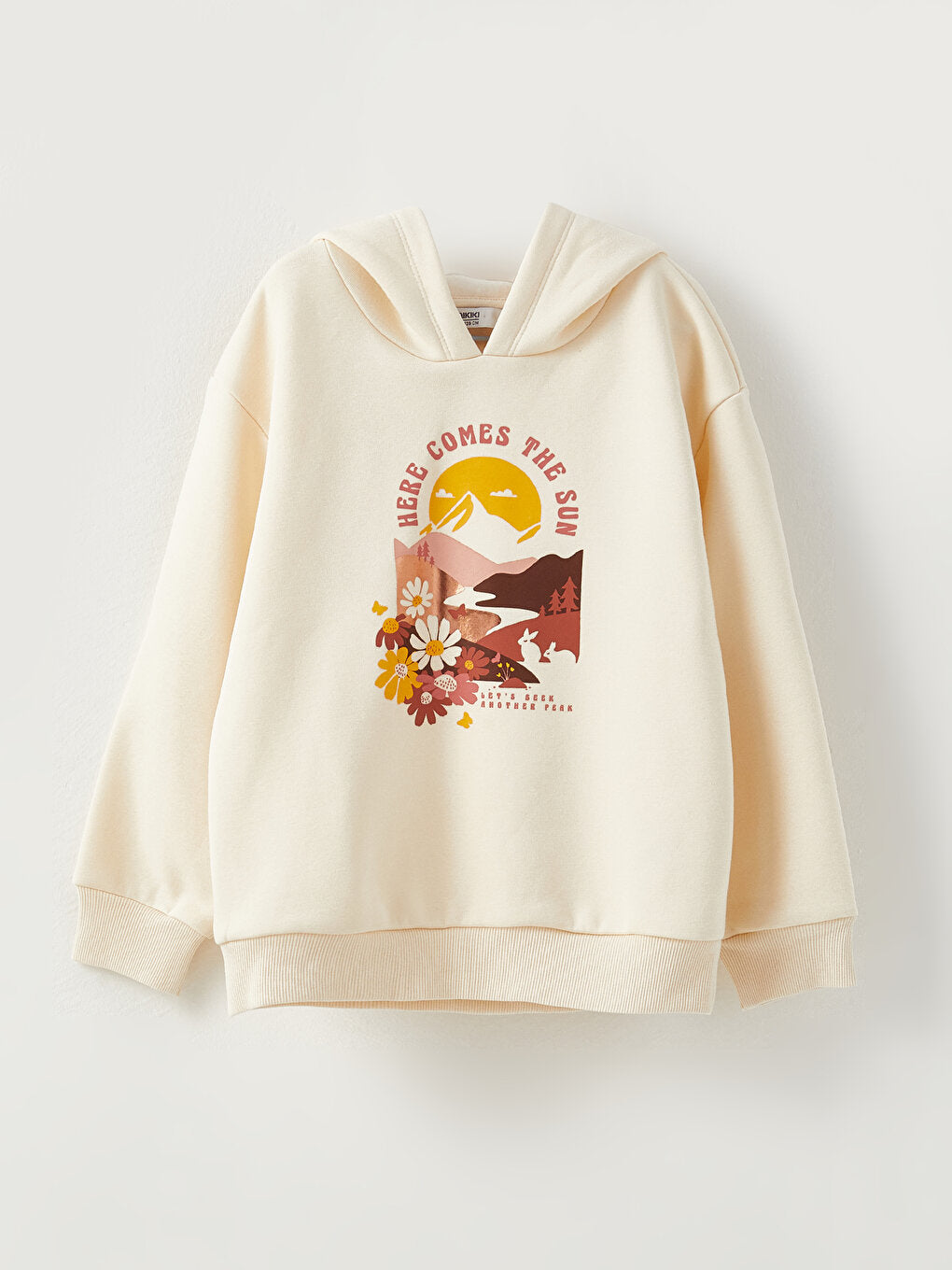 Hooded Printed Long Sleeve Girl's Sweatshirt