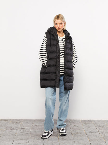 Women's Hooded Plain Puffer Vest