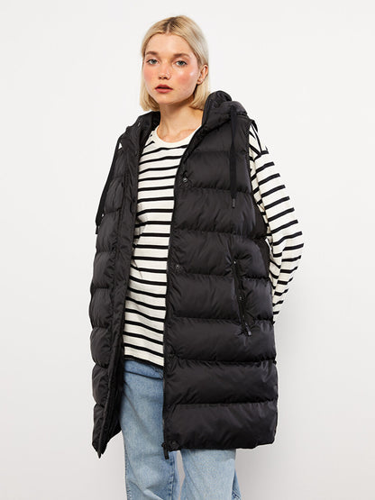 Women's Hooded Plain Puffer Vest