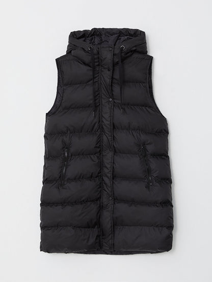 Women's Hooded Plain Puffer Vest