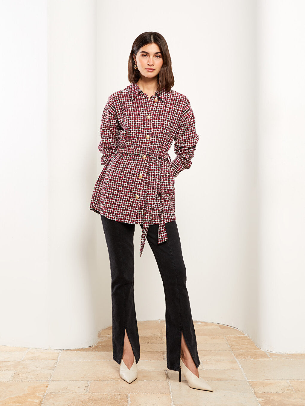 Patterned Long Sleeve Flannel Women's Shirt Jacket