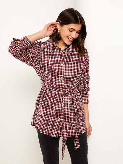 Patterned Long Sleeve Flannel Women's Shirt Jacket