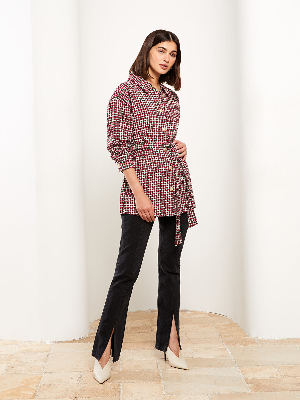 Patterned Long Sleeve Flannel Women's Shirt Jacket