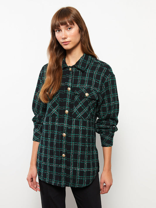 Plaid Long Sleeve Women's Shirt Jacket