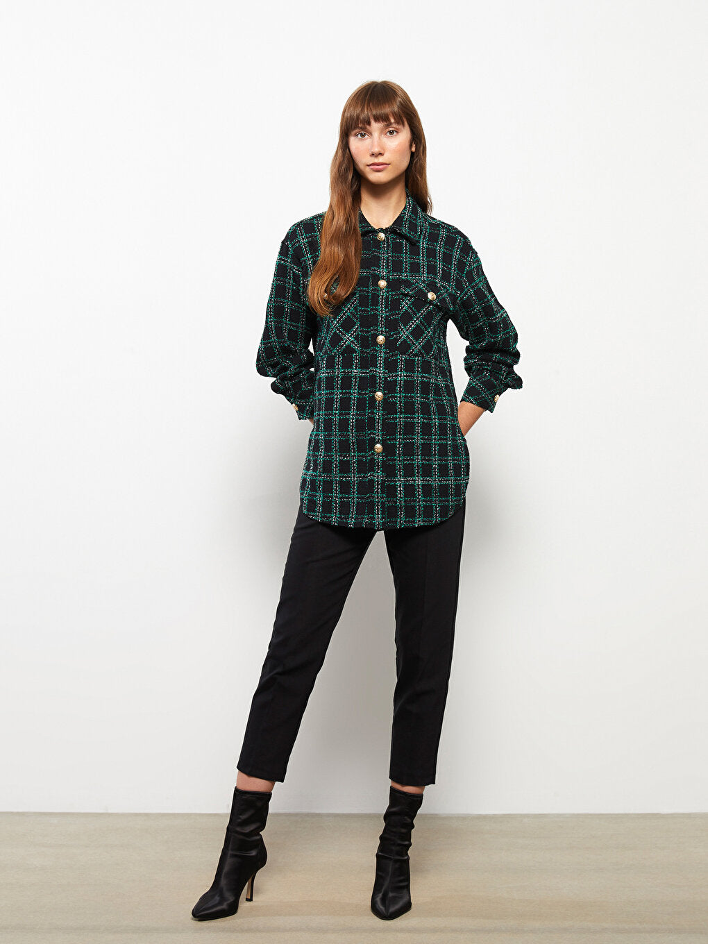 Plaid Long Sleeve Women's Shirt Jacket