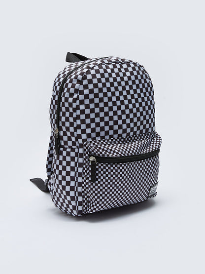 Checkerboard Patterned Girl's Backpack