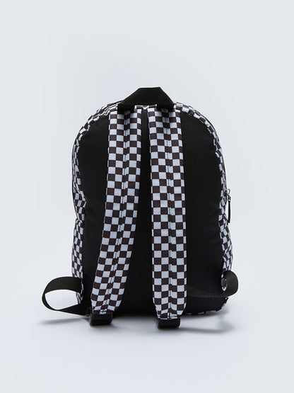 Checkerboard Patterned Girl's Backpack