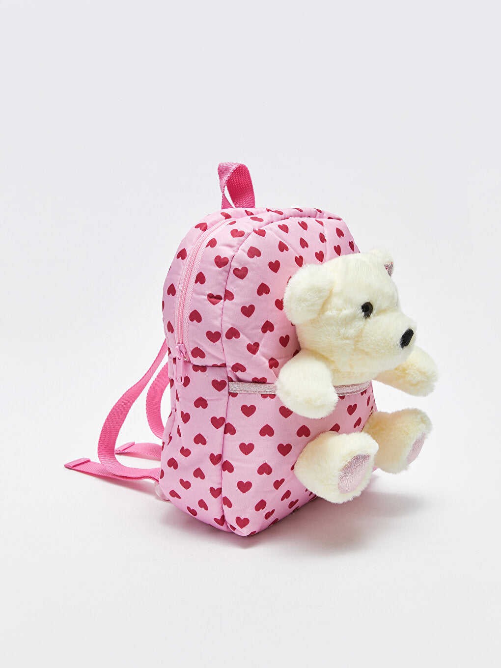 Girl's Backpack with Plush Teddy Bear Figure