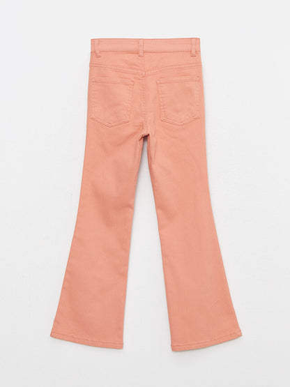 Embroidered Gabardine Flare Leg Girls' Trousers