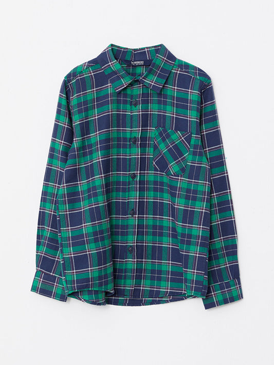 Plaid Long Sleeve Gabardine Boy's Shirt