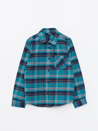 Plaid Long Sleeve Gabardine Boy's Shirt