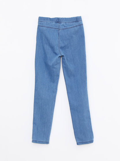 Basic Girl's Jean Trousers with Elastic Waist