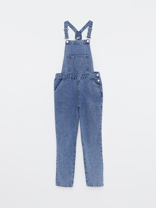 Square Neck Basic Strappy Girls Jean Salopet